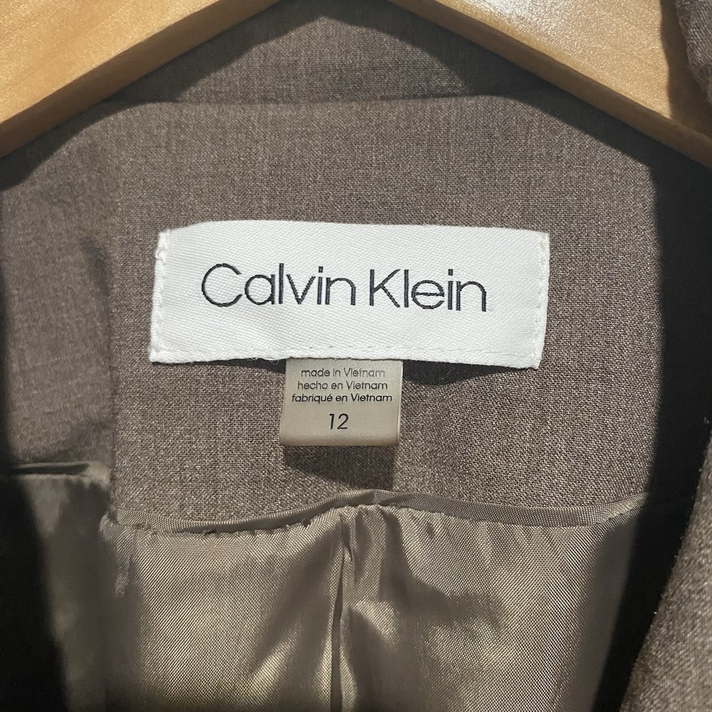 Calvin Klein Women's Brown One Button Closure Padded Blazer Size 12 - Picture 7 of 12
